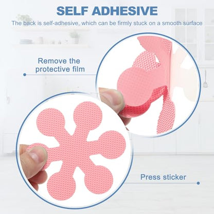 PATIKIL 20 Pcs Non Slip Bathtub Stickers, Anti Slip Shower Stickers with Scraper Bathroom Shower Floor Decals Snowflake Shape Cute Treads Tubs, Pink - color: Pink