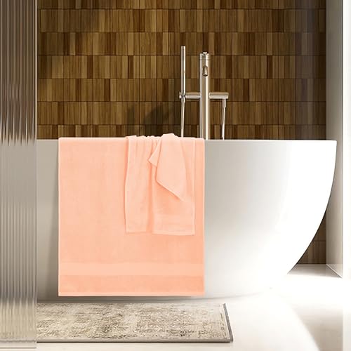 8 Piece Towel Set 100% Ring Spun Cotton, 2 Bath Towels 27x54, 2 Hand Towels 16x28 and 4 Washcloths 13x13 - Ultra Soft Highly Absorbent Machine Washable Hotel Spa Quality - Peach - color: Peach, size: 8 Piece Towel Set