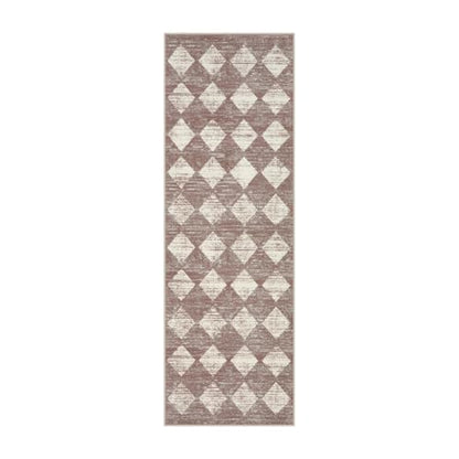 Checkered Kitchen Runner Rug 2x6 Beige, Non Slip Washable Hallway Bathroom - color: Beige, size: 2' x 6' (Runner)