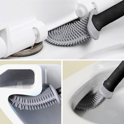 Black Toilet Brush, Toilet Bowl Brush, Silicone Toilet Brush and Holder, Compact Size, Toilet Brushes & Holders for Dead Corner Clean, Ventilation Slots Base
