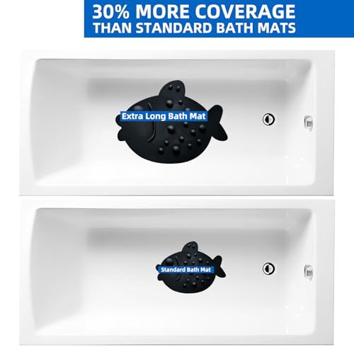 Non-Slip Bathtub Mat ZHICHENG Soft Rubber Bathroom Bathmat with Strong Suction Cups (Black) - color: Black