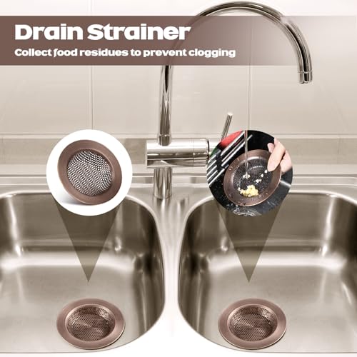 2 Pcs Sink Strainer Stainless Steel Kitchen Sink Drain Strainer Basket Cover Mesh Hair Food Catcher, Large Wide Rim of 4.4 Diameter(Red Bronze) - color: Red Bronze