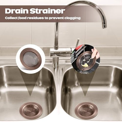 2 Pcs Sink Strainer Stainless Steel Kitchen Sink Drain Strainer Basket Cover Mesh Hair Food Catcher, Large Wide Rim of 4.4 Diameter(Red Bronze) - color: Red Bronze
