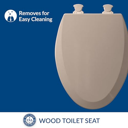 Bemis 1500EC 068 Toilet Seat with Easy Clean & Change Hinges, 1 Pack Elongated, Fawn Beige - color: Fawn Beige, size: Elongated