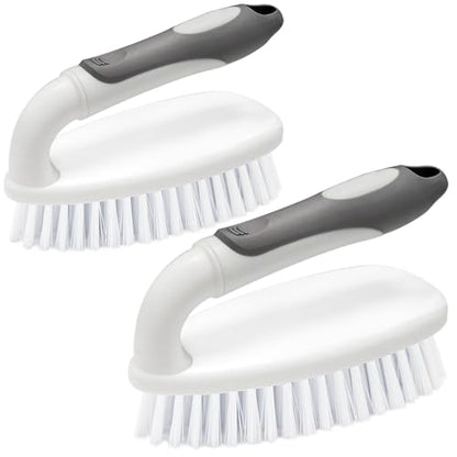 Heavy Duty Scrub Brush with Stiff Bristles 2 Pack Gray | Scrub Brushes for Cleaning Bathtub Scrubber Cleaning Brush for Bathroom, Shower, Kitchen, Sink, Carpet, Floor - color: Gray