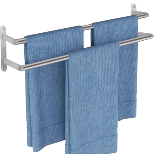Double Towel Bar, 24Inch Towel Rack for Bathroom, Stainless Steel Double Bath Towel Bar, Wall Mounted Towel Holder, Double Towel Rod Towel Rail Hanger for Wall, Kitchen (Brush Nickel) - color: Brush Nickel-24inch-b