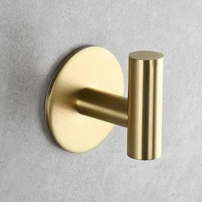 Bathroom Hardware Set Brushed Gold | Toilet Paper Holder, Double Robe Hook, Wall Mounted, Stainless Steel - color: Lasijin