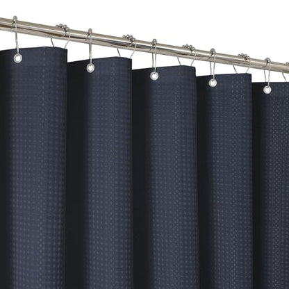 2-in-1 Waterproof Fabric Shower Curtain - No Separate Liner Needed, Hotel-Style Waffle Weave, Effortless Cleaning & Washable Bathroom Shower Curtain Set,72Wx78H,Navy Blue - color: Navy Blue, size: 72"W x 78"L (Pack of 1)