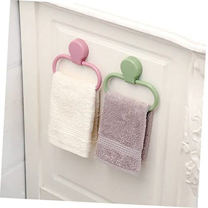 UKCOCO Self Adhesive Towel Holder Ring No Drilling Abs Material Bathroom Kitchen Towel Rack Green Easy Install