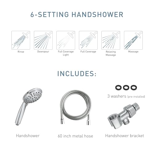 Moen Attune Chrome Handheld Showerhead, Six Function Removable Hand Shower with 60-Inch Hose, 218H0 (Pack of 2) - color: Chrome, size: Pack of 2