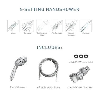 Moen Attune Chrome Handheld Showerhead, Six Function Removable Hand Shower with 60-Inch Hose, 218H0 (Pack of 2) - color: Chrome, size: Pack of 2
