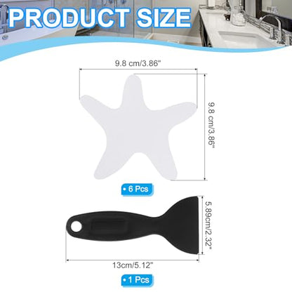 PATIKIL Bathtub Non Slip Stickers 3.86x3.86 Inch, 6 Pack Starfish Safety Shower Floor Anti Slip Stickers with Adhesive Decals Scraper for Bath Tub Shower Floor Stair, Clear - color: Clear