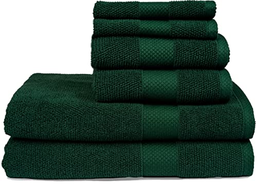 MAURA Premium Bath Towel Set 100% Cotton. 6 Piece Ultra Absorbent Quick Dry Soft Terry Bath Towels for Bathroom, Hotel and Spa Quality, Midnight Green - color: Midnight Green, size: Bath Towels Set