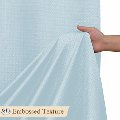 Aiyufeng Ice Blue Shower Curtains for Bathroom，Dot Like Embossed Textured Waterproof Soft Polyester Cloth Shower Curtain，Hotel Spa Machine Washable，72Wx72L - color: Ice Blue, size: 72"W x 72"L (Pack of 1)