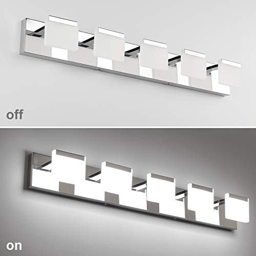 Ralbay LED Modern Bathroom Vanity Lights 5 Lights Acrylic Stainless Steel Bathroom Wall Light Fixture - color: Chrome, size: 5-Light
