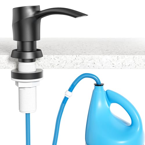 Kitchen Sink Soap Dispenser Black Matt Built-in Dispenser, ABS Dispenser Pump with 47”Extension Tube, No More Messy Refills(No Bottle) - color: Black Matt, style: 47'' Tube