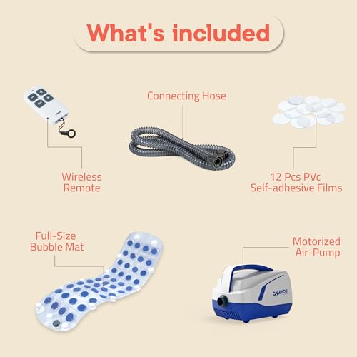 Bubble Bath Massager Mat for Bathtub, 47.24" x 14.57" Full-Body Heated Air Spa with 6-Level Adjustable Bubbles, Non-Slip Waterproof Design, Remote Control, For Stress, Muscle Relief & Relaxation, Blue - color: Blue