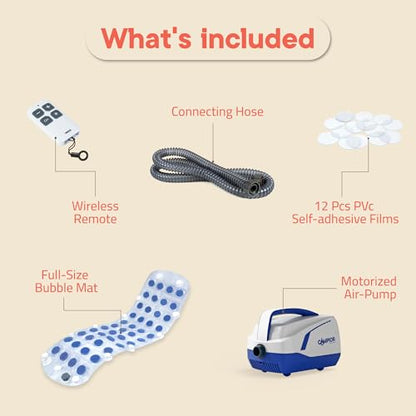 Bubble Bath Massager Mat for Bathtub, 47.24" x 14.57" Full-Body Heated Air Spa with 6-Level Adjustable Bubbles, Non-Slip Waterproof Design, Remote Control, For Stress, Muscle Relief & Relaxation, Blue - color: Blue