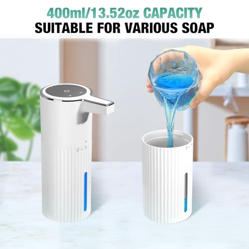 Monstake 2 Pack Automatic Soap Dispenser, Touchless Rechargeable | 4 Gears Adjustable Liquid Hand Dish Soap Dispenser for Kitchen Sink Bathroom White