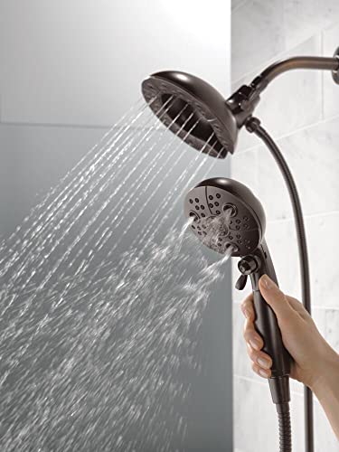 Delta Faucet 5-Spray In2ition Dual Shower Head with Handheld Spray, H2Okinetic Oil Rubbed Bronze Shower Head with Hose, Showerheads, Handheld Shower Heads, Venetian Bronze 58480-RB-PK - color: Venetian Bronze