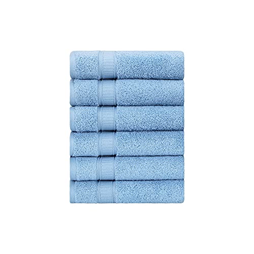 LA HAMMAM - 6 Pack 16” × 28” Turkish Cotton Hand Towels for Bathroom, Face, Hotel, Gym, & Spa | Extra Soft Feel Fingertip, Quick Dry and Highly Absorbent Luxury Premium Quality Towel Set - Blue - color: Blue, size: Hand Towels- 6 Pack