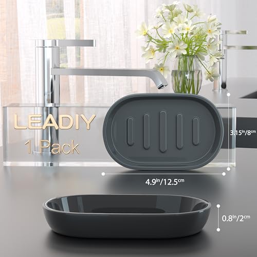 Bathroom Soap Dishes, Not Plastic！White Soap Dishes for Bar Soap, Bamboo Soap Dishes Holder for Bathroom Shower, Bathroom Sink Soap Dish (Black) - color: Black2.0
