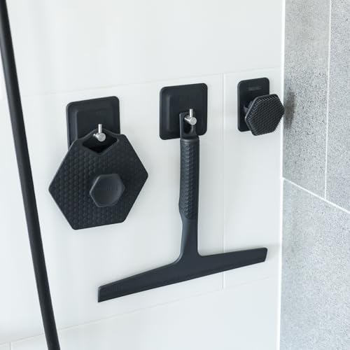 TOOLETRIES The Squeegee & Hook Glass Shower Squeegee – 10 Inch | Silicone grip shower squeegee for glass, mirrors and windows with a matching storage hook.
