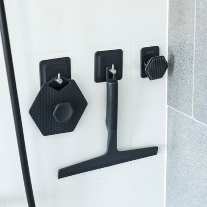 TOOLETRIES The Squeegee & Hook Glass Shower Squeegee – 10 Inch | Silicone grip shower squeegee for glass, mirrors and windows with a matching storage hook.