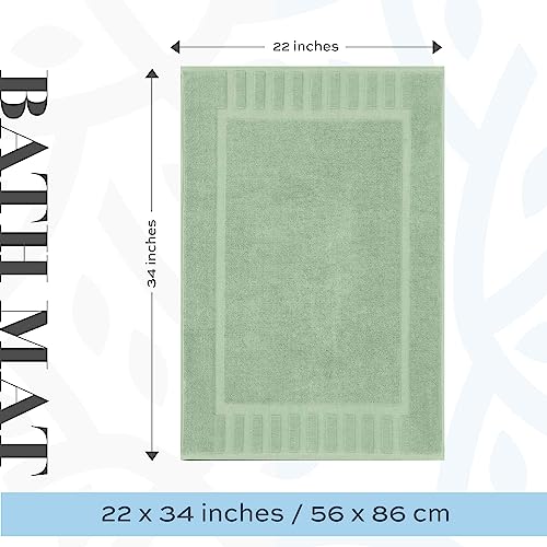 White Classic 8-Piece Light Green Towel Set [2 Bath Towels, 2 Hand Towels, 4 Washcloths] and 2 Luxury Bath Mats 22 x 34 | Cotton, Highly Absorbent and Quick Dry for Hotels, Spa and Bathroom
