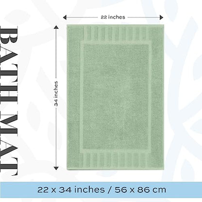 White Classic 8-Piece Light Green Towel Set [2 Bath Towels, 2 Hand Towels, 4 Washcloths] and 2 Luxury Bath Mats 22 x 34 | Cotton, Highly Absorbent and Quick Dry for Hotels, Spa and Bathroom