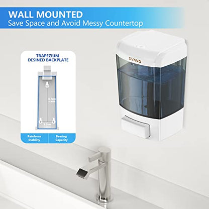SVAVO Wall Mounted Soap Dispenser Kitchen Bathroom Manual Soap Dispenser Refillable Hand soap Dispenser for Liquid Contianers Shampoo Gel Chamber for Household Commerical 23.7oz (700ml) ABS - color: White&dark Brown