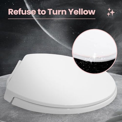 SS114 Toilet Seat Elongated Compatible with TOTO SS113/SS154/SS224/SS204 | Soft Close Toilet Seat Elongated, Traditional Toilet Seat Replacement with Toilet Bolts and Nut - Cotton White