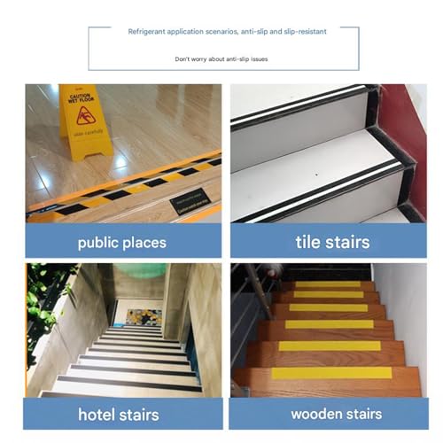 PVC Antislip Floor Tape Strips Roll with Adhesive Backing for Enhances Safety Stair Step Bathroom and Kitchen Waterproof - color: Dark Yellow