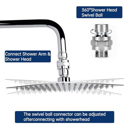 EMVANV Shower Head Swivel Ball Adapter, All Metal Adjustable Shower Arm Extension Connector, Adjustable Pivot Ball To Adjust Showerhead Angle, Universal Showering Component(Silver)