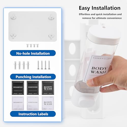 Shampoo and Conditioner Dispenser, 2 Chamber 300ml, Wall Mounted, White | Shower Soap Dispenser, Refillable Hand Soap Dispensers, Body Wash Dispenser for Bathroom, Kitchen, Hotel, Home - color: White, size: 2 Chamber