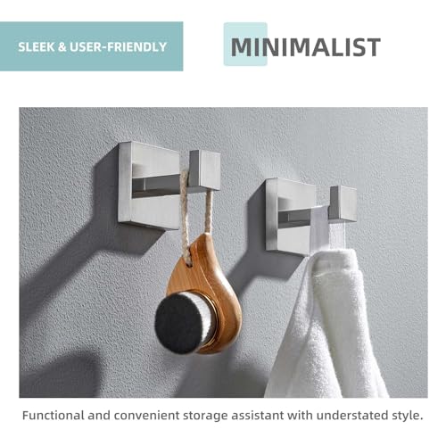 Angle Simple Bathroom Towel Hooks, Robe Coat Hooks, Brushed Nickel, 2 Pack | SUS304 Stainless Steel Shower Bath Towel Holder, Bathrobe Hanger Screw Wall Mount - color: Brushed Nickel, size: 2 Pack
