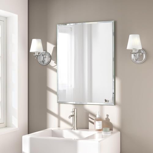 20x28 Frameless Rectangle Bathroom Vanity Mirror | 0.8in Beveled Edge - color: Rectangular, size: 20"L x 28"W