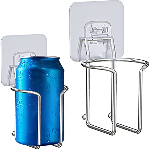 Skywin-Wall Mounted Cup Holder- 2 Pack Large Metal Cup Holder for Yacht, Truck, Car, RV- Installs on Walls and Railings- Mountable Cup Holder Perfect for Drink Cans, Bottles & Cups (Adhesive Mount) - color: Adhesive Mount, size: Medium (2 Pack)