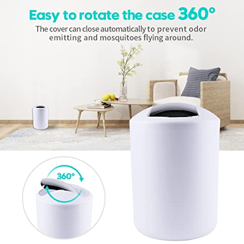 Compact 6-Piece White Plastic Bathroom Accessories Set with Small Trash Can, Soap Dispenser, Toothbrush Holder, Cup, Soap Dish, Toilet Brush for Guest Bathroom Dorm Apartment - color: White