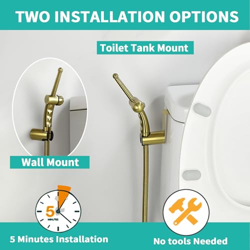 BARROCK Bidet Sprayer for Existing Toilet, Advanced Handheld Ergonomic Jet Spray Set with Precision Water Pressure Control for Muslim Shower/Feminine Hygiene/Pet Cleaning, Brushed Gold - color: Brushed Gold