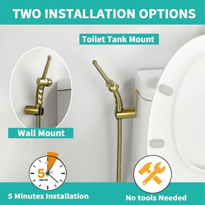 BARROCK Bidet Sprayer for Existing Toilet, Advanced Handheld Ergonomic Jet Spray Set with Precision Water Pressure Control for Muslim Shower/Feminine Hygiene/Pet Cleaning, Brushed Gold - color: Brushed Gold