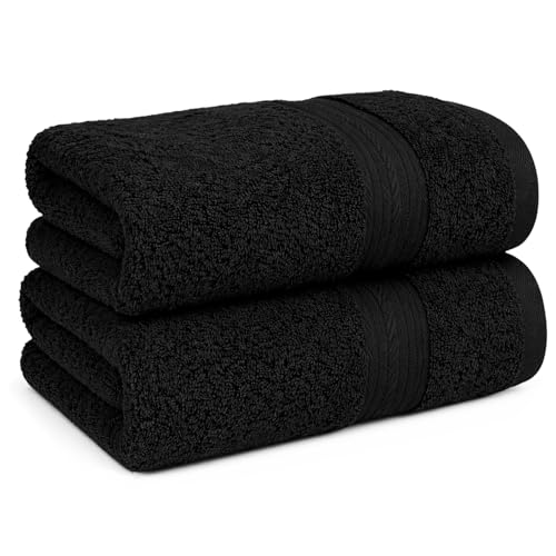 100% Cotton Hand Towels 18x28 Inches, 600 GSM, Soft & Absorbent, Set of 2, Black - color: Black, size: Hand Towel Set of 2