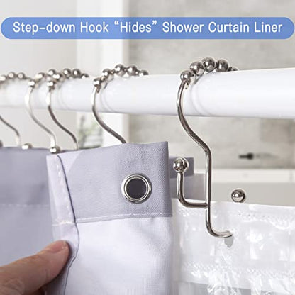 SUTINE Shower Curtain Hooks, 12 Pcs Double Shower Curtain Hooks Rings, Black Shower Curtain Hooks Rust Proof, Stainless Steel Bathroom Shower Hooks for Shower Curtain, Towels, Clothing, Nickel - color: Nickel