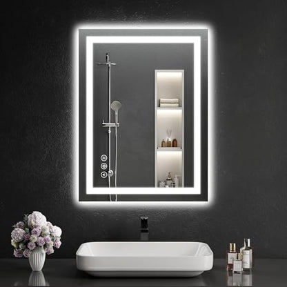 24"x32" LED Bathroom Mirror with Lights, Dimmable, Anti-Fog, Lighted Bathroom Vanity Mirror for Wall, Backlit + Front Lit, Memory Function, Shatter-Proof, Tempered Glass - size: 32"L x 24"W