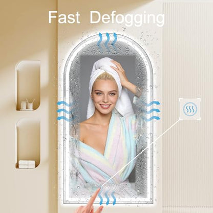 Arched LED Bathroom Mirrors with Lights 36"x60" Led Full Length Mirror, Anti-Fog, Dimmable - size: 60"L x 36"W