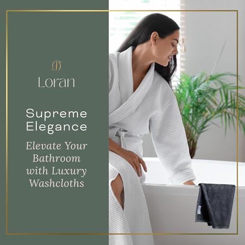 Charcoal Grey Extra Large Washcloths Set of 6 Soft Body Cloths 13” x 13” 70% Viscose Derived from Bamboo, 30% Cotton Spa-Like Feel Silky for Skin Cleansing - color: Charcoal