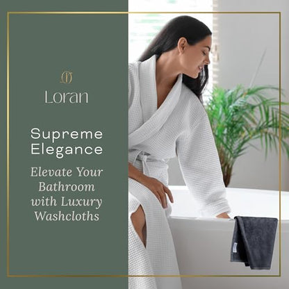 Charcoal Grey Extra Large Washcloths Set of 6 Soft Body Cloths 13” x 13” 70% Viscose Derived from Bamboo, 30% Cotton Spa-Like Feel Silky for Skin Cleansing - color: Charcoal