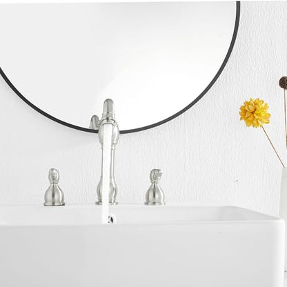 2 Handles 3 Holes Faucet Widespread Bathroom Sink Faucet Basin Tap Mixer Supply Hose Included Matching Pop Up Drain Brushed Nickel - color: Brushed Nickel, size: Widespread