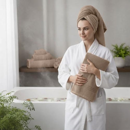 Light Brown Bath Towels for Bathroom, 100% Cotton, Thick, Soft, Luxury Bath Towels Set with 2 Extra Large Bath, 2 Hand, and 4 Washcloths – Plush, Absorbent, and Hotel-Quality Towels for Bathroom & Spa - color: Light Brown