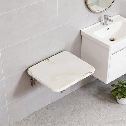 Folding Wall-Mounted Shoe Changing Stool, High-End Entrance Hall Foyer Chair, Invisible Bathroom Folding Stool (White) - color: White